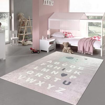 Merinos Kinderteppich ABC Lernteppich Alphabet Spielteppich mit Elefant in Rosa Größe 140x200 cm Merinos Kinderteppich ABC Lernteppich Alphabet Spielteppich mit Elefant in Rosa Größe 140x200 cm