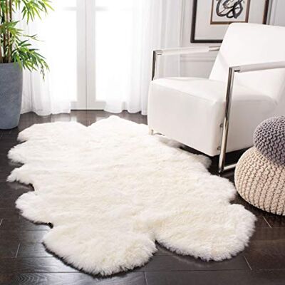 Safavieh Tierdruck Teppich für Wohnzimmer, Esszimmer, Schlafzimmer Fur Collection, Hoher Flor, Weiss, 109 X 180 cm Safavieh Tierdruck Teppich für Wohnzimmer, Esszimmer, Schlafzimmer Fur Collection, Hoher Flor, Weiss, 109 X 180 cm