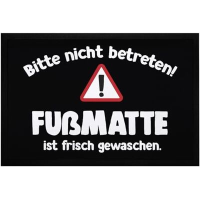 MoonWorks ® Fußmatte ist frisch gewaschen Spruch lustig Ironie rutschfest & waschbar Schwarz 60x40cm MoonWorks ® Fußmatte ist frisch gewaschen Spruch lustig Ironie rutschfest & waschbar Schwarz 60x40cm