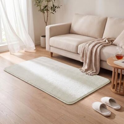VOUNOT ® Teppich Wohnzimmer 80x150 cm, mit rutschfeste Rückseite & Antirutschmatte, Kuscheliger Kurzflor Flauschig Teppiche Gegend für Schlafzimmer Kinderzimmer Esszimmer, Creme VOUNOT ® Teppich Wohnzimmer 80x150 cm, mit rutschfeste Rückseite & Antirutschmatte, Kuscheliger Kurzflor Flauschig Teppiche Gegend für Schlafzimmer Kinderzimmer Esszimmer, Creme