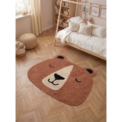 Hanse Home Kinderteppich Benni Pflegeleichter Teppich Junge Mädchen, rutschfest & Waschbarer Formteppich Bär, Kinderzimmer Weicher Spielteppich, Spielunterlage Braun, 101x120cm Hanse Home Kinderteppich Benni Pflegeleichter Teppich Junge Mädchen, rutschfest & Waschbarer Formteppich Bär, Kinderzimmer Weicher Spielteppich, Spielunterlage Braun, 101x120cm