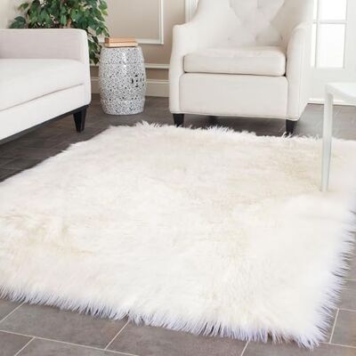 Safavieh Modern Teppich für Wohnzimmer, Esszimmer, Schlafzimmer Faux Fur Collection, Hoher Flor, Elfenbein, 183 X 274 cm Safavieh Modern Teppich für Wohnzimmer, Esszimmer, Schlafzimmer Faux Fur Collection, Hoher Flor, Elfenbein, 183 X 274 cm