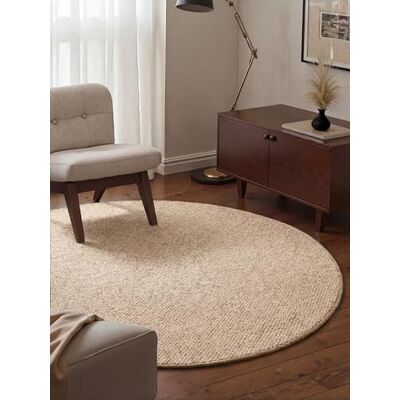 BT Carpet Wolly Teppich Rund – Wohnzimmerteppich Flachgewebe Kurzflor Woll-Optik Wolle Skandi-Look Esszimmer, Wohnzimmer, Kinderzimmer, Schlafzimmer – Creme, 133cm BT Carpet Wolly Teppich Rund – Wohnzimmerteppich Flachgewebe Kurzflor Woll-Optik Wolle Skandi-Look Esszimmer, Wohnzimmer, Kinderzimmer, Schlafzimmer – Creme, 133cm