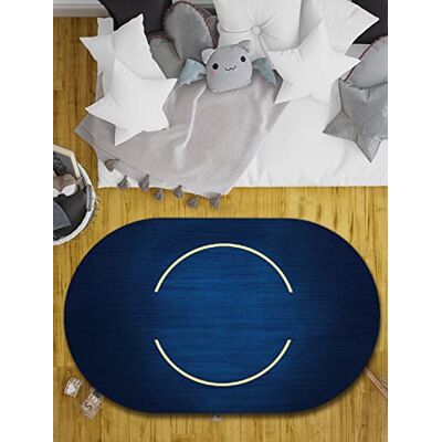 Rururug SRTJURFG Modernes Design Oval Teppich rutschfeste Kurzflor Teppich Treppe Waschküche Läufer Teppich Küche Bodenmatte Waschbar Teppich Frischer himmelblauer Goldener Halbkreis, 80 x 160 cm Rururug SRTJURFG Modernes Design Oval Teppich rutschfeste Kurzflor Teppich Treppe Waschküche Läufer Teppich Küche Bodenmatte Waschbar Teppich Frischer himmelblauer Goldener Halbkreis, 80 x 160 cm