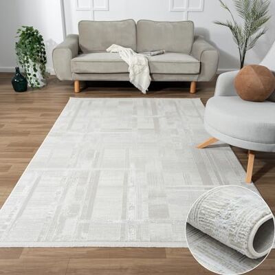 MY-RUG Teppich Alska 150 x 80 cm Läufer Creme Flur & Wohnzimmer Kurzflorteppich meliert, ideal als Küchenläufer, Bettvorleger oder Boho Schlafzimmerteppich in Beige Grau, pflegeleicht MY-RUG Teppich Alska 150 x 80 cm Läufer Creme Flur & Wohnzimmer Kurzflorteppich meliert, ideal als Küchenläufer, Bettvorleger oder Boho Schlafzimmerteppich in Beige Grau, pflegeleicht