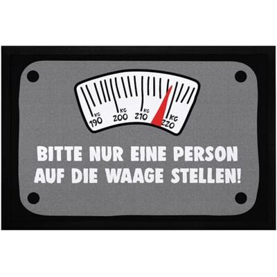 MoonWorks ® Fußmatte mit Spruch Bitte nur eine Person auf die Waage Stellen lustige Türmatte rutschfest & waschbar Schwarz 60x40cm MoonWorks ® Fußmatte mit Spruch Bitte nur eine Person auf die Waage Stellen lustige Türmatte rutschfest & waschbar Schwarz 60x40cm