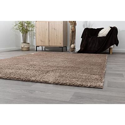 Steffensmeier Hochflor Teppich Kimo Shaggy Langflor Teppich Wohnzimmer, Schlafzimmer, Braun, Größe: 65x130 cm Steffensmeier Hochflor Teppich Kimo Shaggy Langflor Teppich Wohnzimmer, Schlafzimmer, Braun, Größe: 65x130 cm