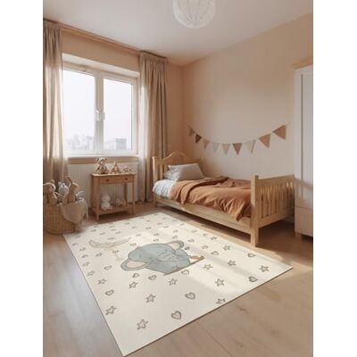 Hanse Home Adventures Kinderteppich Little Elli Kinderzimmerteppich Elefant, Stern Motiv, Spielteppich, Modern, Junge, Mädchen, Teppich Kinderzimmer, Wohnzimmer Creme Mulitfarben, 160x235 cm Hanse Home Adventures Kinderteppich Little Elli Kinderzimmerteppich Elefant, Stern Motiv, Spielteppich, Modern, Junge, Mädchen, Teppich Kinderzimmer, Wohnzimmer Creme Mulitfarben, 160x235 cm