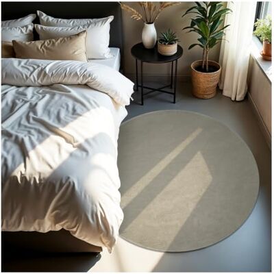 tectake ® Flauschiger Kurzflor Teppich, waschbar, für Wohnzimmer, Badezimmerteppich, Küchenteppich, Teppich Flur, Home Deko, rutschfest, allergikerfreundlich, Sand, Ø 120 cm tectake ® Flauschiger Kurzflor Teppich, waschbar, für Wohnzimmer, Badezimmerteppich, Küchenteppich, Teppich Flur, Home Deko, rutschfest, allergikerfreundlich, Sand, Ø 120 cm