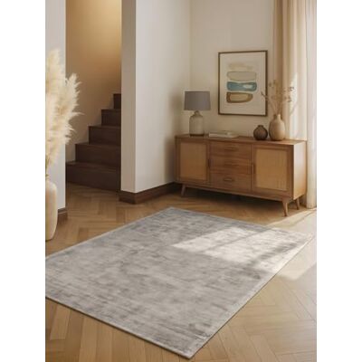 vikosa Viskose Teppich Noemi Flauschiger Wohnzimmerteppich, Handmacht & Weich, Einfarbiges Design Handgewebt, dezenter Glanz, Kurzflor für Wohnzimmer, Schlafzimmer, Flur Silber Grau, 200x300 cm vikosa Viskose Teppich Noemi Flauschiger Wohnzimmerteppich, Handmacht & Weich, Einfarbiges Design Handgewebt, dezenter Glanz, Kurzflor für Wohnzimmer, Schlafzimmer, Flur Silber Grau, 200x300 cm