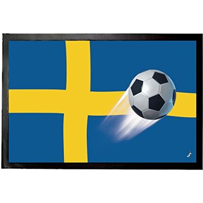 1art1 Fußball Schweden Länder-Flagge Fußmatte Dekomatte Innenbereich Design Türmatte 60x40 cm 1art1 Fußball Schweden Länder-Flagge Fußmatte Dekomatte Innenbereich Design Türmatte 60x40 cm