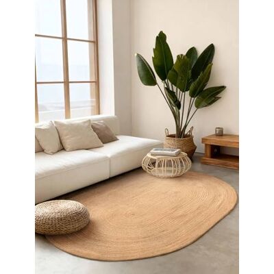 Hanse Home Rangpur Juteteppich Natur Wohnzimmerteppich Oval aus 100% Jute, Handgewebt, Robust & Pflegeleicht, Boho Naturfaser Teppich für Wohnzimmer, Schlafzimmer Natur Gold, 160x230cm Oval Hanse Home Rangpur Juteteppich Natur Wohnzimmerteppich Oval aus 100% Jute, Handgewebt, Robust & Pflegeleicht, Boho Naturfaser Teppich für Wohnzimmer, Schlafzimmer Natur Gold, 160x230cm Oval