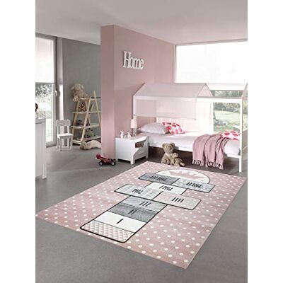Merinos Kinderteppich Hüpfspiel Teppich Hüpfkästchen in Rosa Grau Creme Größe 200 x 290 cm Merinos Kinderteppich Hüpfspiel Teppich Hüpfkästchen in Rosa Grau Creme Größe 200 x 290 cm