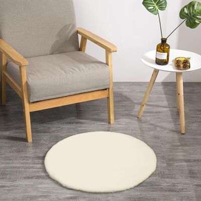 Teppich Wölkchen Kunst-Fell-Teppich Deko Sitzkissen Flauschige Stuhlauflage für Schlafzimmer, Wohnzimmer oder Kinderzimmer rutschfest und waschbar Creme Rund 45cm Teppich Wölkchen Kunst-Fell-Teppich Deko Sitzkissen Flauschige Stuhlauflage für Schlafzimmer, Wohnzimmer oder Kinderzimmer rutschfest und waschbar Creme Rund 45cm