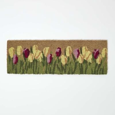 Homescapes rutschfeste Fußmatte Tulpen, Kokosmatte 25x75 cm, schmale Fussmatte Kokosfaser mit Anti-Rutsch-Beschichtung, Türmatte Blumen bunt Homescapes rutschfeste Fußmatte Tulpen, Kokosmatte 25x75 cm, schmale Fussmatte Kokosfaser mit Anti-Rutsch-Beschichtung, Türmatte Blumen bunt