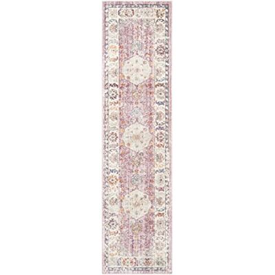 Safavieh Traditionell Teppich für Wohnzimmer, Esszimmer, Schlafzimmer Illusion Collection, Kurzer Flor, Rose und Creme, 69 X 244 cm Safavieh Traditionell Teppich für Wohnzimmer, Esszimmer, Schlafzimmer Illusion Collection, Kurzer Flor, Rose und Creme, 69 X 244 cm