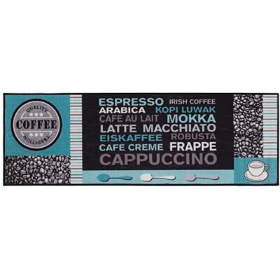 andiamo Teppich Läufer Cafe Creme Küchenläufer Flur Läufer mit Kaffe Schriftzügen Küchenteppich Küchenläufer 50 x 150 cm Grau-türkis andiamo Teppich Läufer Cafe Creme Küchenläufer Flur Läufer mit Kaffe Schriftzügen Küchenteppich Küchenläufer 50 x 150 cm Grau-türkis