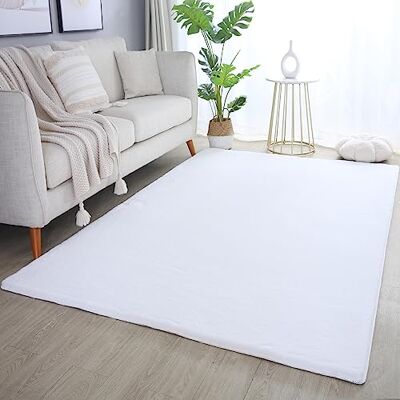 SIMPEX Rabbit Hochflor Teppich Läufer 60x110 cm Weiss Shaggy Modern Flauschig Weich Fellteppich Kunstfell Einfarbig für Flur Schlafzimmer Kinderzimmer SIMPEX Rabbit Hochflor Teppich Läufer 60x110 cm Weiss Shaggy Modern Flauschig Weich Fellteppich Kunstfell Einfarbig für Flur Schlafzimmer Kinderzimmer