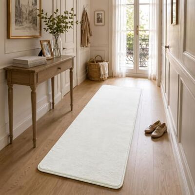 VOUNOT ® Teppich Wohnzimmer 60x180 cm, mit rutschfeste Rückseite & Antirutschmatte, Kuscheliger Kurzflor Flauschig Teppiche Gegend für Schlafzimmer Kinderzimmer Esszimmer, Creme VOUNOT ® Teppich Wohnzimmer 60x180 cm, mit rutschfeste Rückseite & Antirutschmatte, Kuscheliger Kurzflor Flauschig Teppiche Gegend für Schlafzimmer Kinderzimmer Esszimmer, Creme