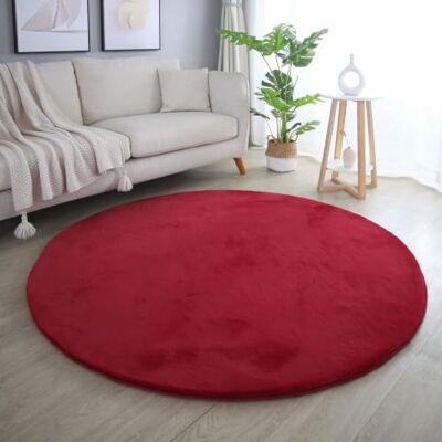 SIMPEX Rabbit Hochflor Teppich Rund 120 cm Rot Shaggy Modern Flauschig Weich Fellteppich Kunstfell Einfarbig für Schlafzimmer Wohnzimmer Kinderzimmer SIMPEX Rabbit Hochflor Teppich Rund 120 cm Rot Shaggy Modern Flauschig Weich Fellteppich Kunstfell Einfarbig für Schlafzimmer Wohnzimmer Kinderzimmer