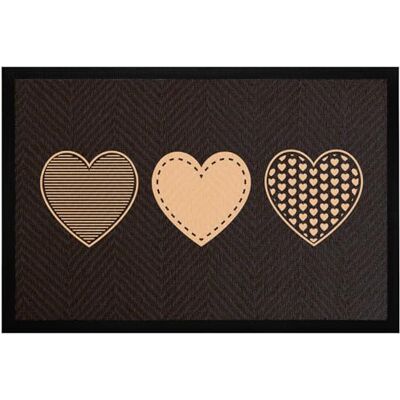 MoonWorks ® Fußmatte Willkommen Motiv Herzen Türmatte Deko Haustür Eingang rutschfest & waschbar Beige-schwarz 60x40cm MoonWorks ® Fußmatte Willkommen Motiv Herzen Türmatte Deko Haustür Eingang rutschfest & waschbar Beige-schwarz 60x40cm