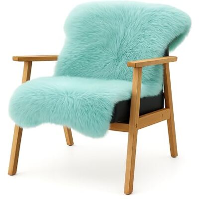 KARAT Lammfell echt Duck Egg Flauschige Stuhlkissen Schaffell Deko Teppich für Wohzimmer & Kinderzimmer, Sitzauflage, Dekofell, mit Lederrücken 90x60 cm (Audrey) KARAT Lammfell echt Duck Egg Flauschige Stuhlkissen Schaffell Deko Teppich für Wohzimmer & Kinderzimmer, Sitzauflage, Dekofell, mit Lederrücken 90x60 cm (Audrey)