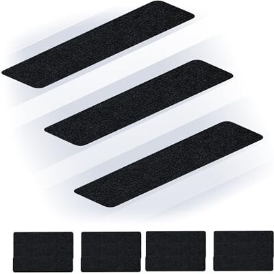 Relaxdays Stufenmatten 16er Set, rechteckige Treppenstufenmatten, 75 x 20 cm, selbsthaftende Treppenteppiche, schwarz Relaxdays Stufenmatten 16er Set, rechteckige Treppenstufenmatten, 75 x 20 cm, selbsthaftende Treppenteppiche, schwarz