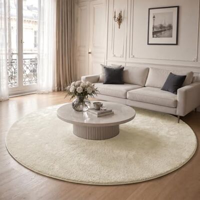 VOUNOT ® Teppich Wohnzimmer rund Ø 200 cm, mit rutschfeste Rückseite & Antirutschmatte, Kuscheliger Kurzflor Flauschig Teppiche Gegend für Schlafzimmer Kinderzimmer Esszimmer, Beige VOUNOT ® Teppich Wohnzimmer rund Ø 200 cm, mit rutschfeste Rückseite & Antirutschmatte, Kuscheliger Kurzflor Flauschig Teppiche Gegend für Schlafzimmer Kinderzimmer Esszimmer, Beige