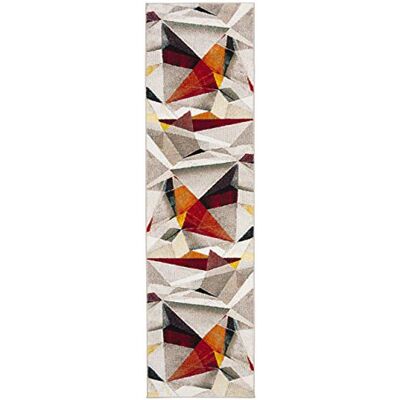 Safavieh Modern Teppich für Wohnzimmer, Esszimmer, Schlafzimmer Porcello Collection, Kurzer Flor, Hellgrau und Orange, 69 X 122 cm Safavieh Modern Teppich für Wohnzimmer, Esszimmer, Schlafzimmer Porcello Collection, Kurzer Flor, Hellgrau und Orange, 69 X 122 cm