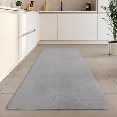 Carpetsale24 Kurzflor Teppich Läufer Flur 80 x 250 cm Silber Teppich Waschbar, rutschfest, Weich, modern einfarbig Design für Wohnzimmer, Schlafzimmer, Küche, Esszimmer Carpetsale24 Kurzflor Teppich Läufer Flur 80 x 250 cm Silber Teppich Waschbar, rutschfest, Weich, modern einfarbig Design für Wohnzimmer, Schlafzimmer, Küche, Esszimmer