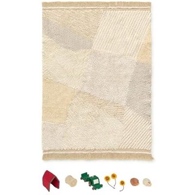 Lorena Canals Farm Fields Waschbare Kinderspielteppich 120 x 170 cm für Schlafzimmer oder Schlafzimmer, handgefertigt, Beige Lorena Canals Farm Fields Waschbare Kinderspielteppich 120 x 170 cm für Schlafzimmer oder Schlafzimmer, handgefertigt, Beige