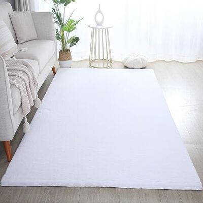 Carpetsale24 Rabbit Hochflor Teppich Läufer 60x110 cm Weiss Shaggy Modern Flauschig Weich Fellteppich Kunstfell Einfarbig für Flur Schlafzimmer Kinderzimmer Carpetsale24 Rabbit Hochflor Teppich Läufer 60x110 cm Weiss Shaggy Modern Flauschig Weich Fellteppich Kunstfell Einfarbig für Flur Schlafzimmer Kinderzimmer
