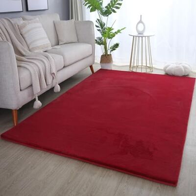 SIMPEX Rabbit Hochflor Teppich Läufer 80x150 cm Rot Shaggy Modern Flauschig Weich Fellteppich Kunstfell Einfarbig für Flur Schlafzimmer Kinderzimmer SIMPEX Rabbit Hochflor Teppich Läufer 80x150 cm Rot Shaggy Modern Flauschig Weich Fellteppich Kunstfell Einfarbig für Flur Schlafzimmer Kinderzimmer