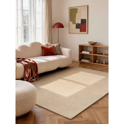 ELLE Decoration Puristic Wollteppich Knots, Natürlich & Handgemacht, Bouclé Teppich Einfarbig, Natur Wohnzimmerteppich, feines Loop Design für Wohzimmer, Schlafzimmer Hell Beige, 160x230 cm ELLE Decoration Puristic Wollteppich Knots, Natürlich & Handgemacht, Bouclé Teppich Einfarbig, Natur Wohnzimmerteppich, feines Loop Design für Wohzimmer, Schlafzimmer Hell Beige, 160x230 cm