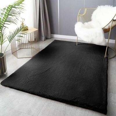 VIMODA Fellteppich Deluxe waschbar, sanfter Hochflor-Teppich einfarbig, kuschelig für Ihr Wohnzimmer oder Schlafzimmer,Farbe:Schwarz;Maße:80x150 cm VIMODA Fellteppich Deluxe waschbar, sanfter Hochflor-Teppich einfarbig, kuschelig für Ihr Wohnzimmer oder Schlafzimmer,Farbe:Schwarz;Maße:80x150 cm