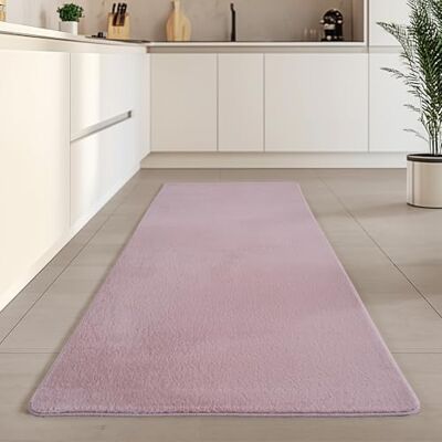 Carpetsale24 Kurzflor Teppich Läufer Flur 80 x 250 cm Rosa Teppich Waschbar, rutschfest, Weich, modern einfarbig Design für Wohnzimmer, Schlafzimmer, Küche, Esszimmer Carpetsale24 Kurzflor Teppich Läufer Flur 80 x 250 cm Rosa Teppich Waschbar, rutschfest, Weich, modern einfarbig Design für Wohnzimmer, Schlafzimmer, Küche, Esszimmer