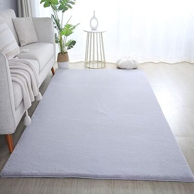 Carpetsale24 Rabbit Hochflor Teppich Läufer 80x150 cm Silber Shaggy Modern Flauschig Weich Fellteppich Kunstfell Einfarbig für Flur Schlafzimmer Kinderzimmer Carpetsale24 Rabbit Hochflor Teppich Läufer 80x150 cm Silber Shaggy Modern Flauschig Weich Fellteppich Kunstfell Einfarbig für Flur Schlafzimmer Kinderzimmer