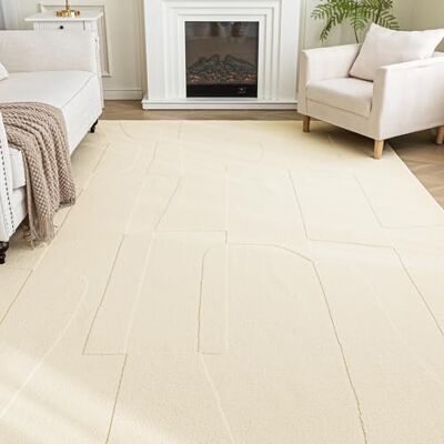 Sonive Geometrisch Teppich Wasserabweisend rutschfest Waschbarer Küchenteppich Weiche Fußmatte Außen Innen für Wohnzimmer, Schlafzimmer, Kinderzimmer 200×290 cm Beige Sonive Geometrisch Teppich Wasserabweisend rutschfest Waschbarer Küchenteppich Weiche Fußmatte Außen Innen für Wohnzimmer, Schlafzimmer, Kinderzimmer 200×290 cm Beige