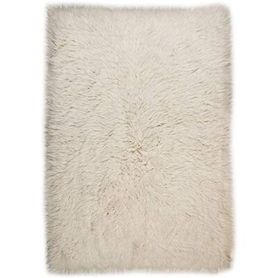 THEKO Flokos 2 Wollteppich - Beige, 60x90cm, Hochflor THEKO Flokos 2 Wollteppich - Beige, 60x90cm, Hochflor