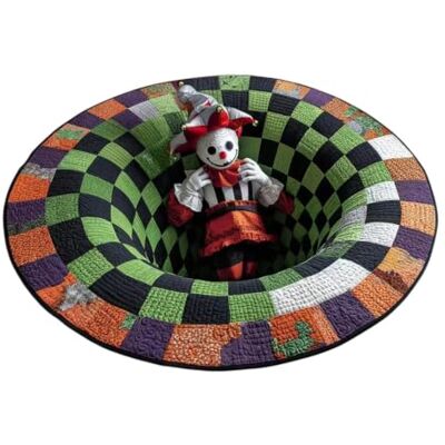 Generic Christmas Santa Optical Illusion-Teppich Rund, Bodenmatte für Wohn Deko Weihnachtsdesign Mit 3D-Tiefe Und Patchwork Optik Für Wohnzimmer Schlafzimmer Festdekoration Generic Christmas Santa Optical Illusion-Teppich Rund, Bodenmatte für Wohn Deko Weihnachtsdesign Mit 3D-Tiefe Und Patchwork Optik Für Wohnzimmer Schlafzimmer Festdekoration