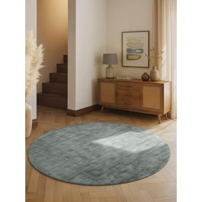 vikosa Viskose Teppich Noemi Flauschiger Wohnzimmerteppich Rund, Handgemacht & Weich, Einfarbiges Design Handgewebt, dezenter Glanz, Kurzflor für Wohnzimmer, Schlafzimmer, Flur Hellblau, Ø 200 cm vikosa Viskose Teppich Noemi Flauschiger Wohnzimmerteppich Rund, Handgemacht & Weich, Einfarbiges Design Handgewebt, dezenter Glanz, Kurzflor für Wohnzimmer, Schlafzimmer, Flur Hellblau, Ø 200 cm