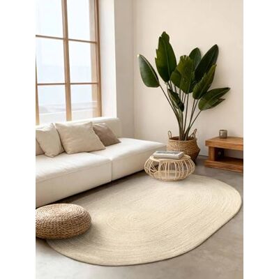 Hanse Home Rangpur Juteteppich Natur Wohnzimmerteppich Oval aus 100% Jute, Handgewebt, Robust & Pflegeleicht, Boho Naturfaser Teppich für Wohnzimmer, Schlafzimmer Natur Elfenbein, 160x230cm Oval Hanse Home Rangpur Juteteppich Natur Wohnzimmerteppich Oval aus 100% Jute, Handgewebt, Robust & Pflegeleicht, Boho Naturfaser Teppich für Wohnzimmer, Schlafzimmer Natur Elfenbein, 160x230cm Oval