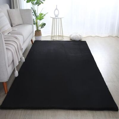 Carpetsale24 Rabbit Hochflor Teppich Läufer 60x110 cm Schwarz Shaggy Modern Flauschig Weich Fellteppich Kunstfell Einfarbig für Flur Schlafzimmer Kinderzimmer Carpetsale24 Rabbit Hochflor Teppich Läufer 60x110 cm Schwarz Shaggy Modern Flauschig Weich Fellteppich Kunstfell Einfarbig für Flur Schlafzimmer Kinderzimmer