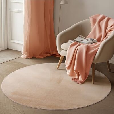 Carpetsale24 Kurzflor Teppich Wohnzimmer 120 cm Rund Beige Runder Teppich Waschbar, rutschfest, Weich, modern einfarbig Design für Schlafzimmer, Küche, Esszimmer Carpetsale24 Kurzflor Teppich Wohnzimmer 120 cm Rund Beige Runder Teppich Waschbar, rutschfest, Weich, modern einfarbig Design für Schlafzimmer, Küche, Esszimmer