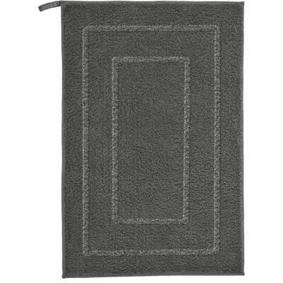 Kleine Wolke Badteppich NICO Anthrazit 50 x 60 cm Rutschhemmende Unterseite, für Fußbodenheizung, maschinenwaschbar, 100% Polyester Kleine Wolke Badteppich NICO Anthrazit 50 x 60 cm Rutschhemmende Unterseite, für Fußbodenheizung, maschinenwaschbar, 100% Polyester