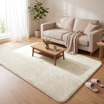 VOUNOT ® Teppich Wohnzimmer 160x230 cm, mit rutschfeste Rückseite & Antirutschmatte, Kuscheliger Kurzflor Flauschig Teppiche Gegend für Schlafzimmer Kinderzimmer Esszimmer, Beige VOUNOT ® Teppich Wohnzimmer 160x230 cm, mit rutschfeste Rückseite & Antirutschmatte, Kuscheliger Kurzflor Flauschig Teppiche Gegend für Schlafzimmer Kinderzimmer Esszimmer, Beige