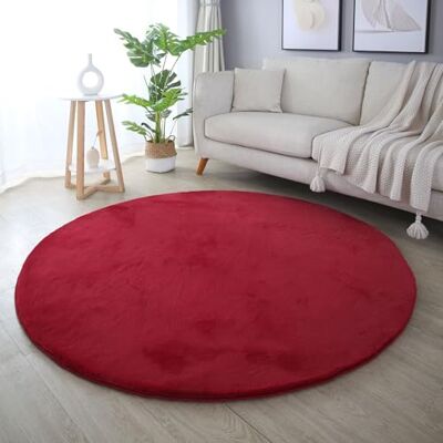 Carpetsale24 Rabbit Hochflor Teppich Rund 120 cm Rot Shaggy Modern Flauschig Weich Fellteppich Kunstfell Einfarbig für Schlafzimmer Wohnzimmer Kinderzimmer Carpetsale24 Rabbit Hochflor Teppich Rund 120 cm Rot Shaggy Modern Flauschig Weich Fellteppich Kunstfell Einfarbig für Schlafzimmer Wohnzimmer Kinderzimmer