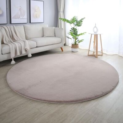 SIMPEX Rabbit Hochflor Teppich Rund 120 cm Beige Shaggy Modern Flauschig Weich Fellteppich Kunstfell Einfarbig für Schlafzimmer Wohnzimmer Kinderzimmer SIMPEX Rabbit Hochflor Teppich Rund 120 cm Beige Shaggy Modern Flauschig Weich Fellteppich Kunstfell Einfarbig für Schlafzimmer Wohnzimmer Kinderzimmer