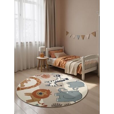 Hanse Home Adventures Kinderteppich Rund Savanna Kinderzimmerteppich Safari, Tier Motiv, Spielteppich Dschungle, Junge, Mädchen, Teppich Kinderzimmer, Wohnzimmer Creme Mulitfarben, Ø 160 cm Hanse Home Adventures Kinderteppich Rund Savanna Kinderzimmerteppich Safari, Tier Motiv, Spielteppich Dschungle, Junge, Mädchen, Teppich Kinderzimmer, Wohnzimmer Creme Mulitfarben, Ø 160 cm