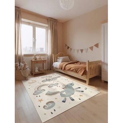 Hanse Home Adventures Kinderteppich Einhorn Kinderzimmerteppich Regenbogen, Mond Sterne Motiv, Spielteppich, Junge, Mädchen, Teppich Kinderzimmer, Wohnzimmer Creme Mulitfarben, 200x290 cm Hanse Home Adventures Kinderteppich Einhorn Kinderzimmerteppich Regenbogen, Mond Sterne Motiv, Spielteppich, Junge, Mädchen, Teppich Kinderzimmer, Wohnzimmer Creme Mulitfarben, 200x290 cm